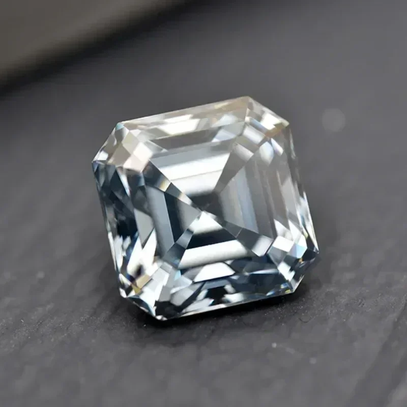 Piedra moissanita gris Asscher corte con certificado GRA para probador de diamantes de paso dijes de piedras preciosas para fabricación de joyas