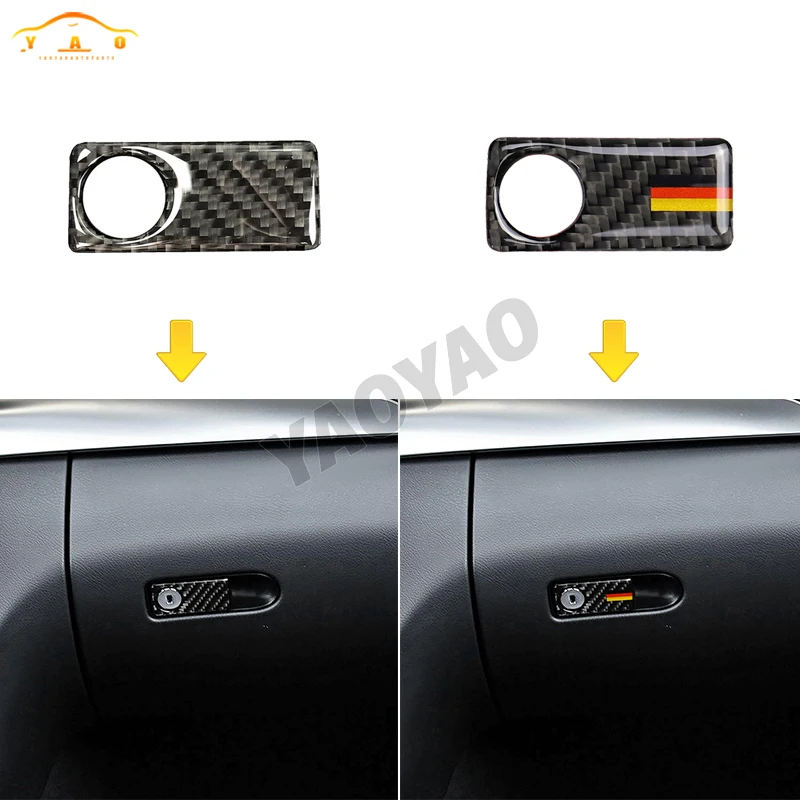 For Mercedes Benz C Class W205 C180 C200 C300 GLC260 Carbon Fiber Co-pilot Glove Storage Box Handle Bowl Cover Sticker Trim