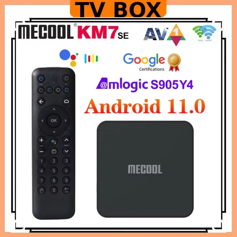 Mecool KM7 SE TV Box Android 11 ATV Google Certified LPDDR4 2GB RAM 32GB Dual Wifi BT5.1 Support AV1 Youtube 4K Set Top Box