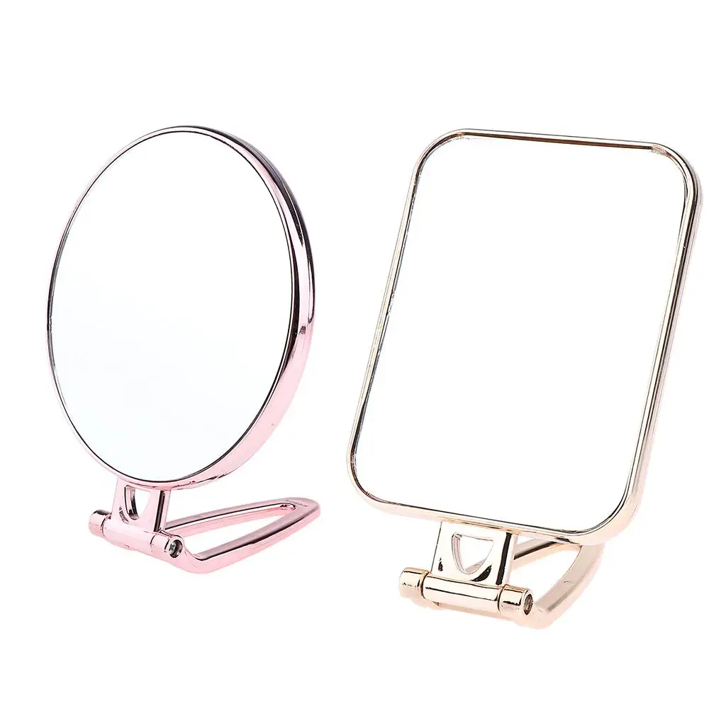 

Tabletop Cosmetic Mirror Plastic Folding Makeup Mirror with Adjustable Stand for Bathroom Travel and Dorm