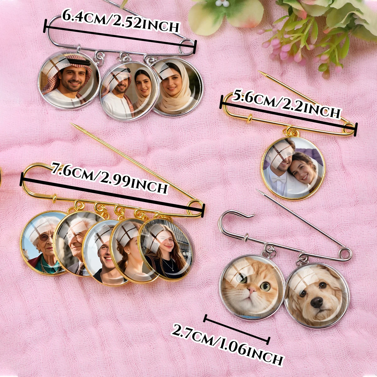 Spersonalizowany prezent na dzień ślubu, spersonalizowana przypinka do klapy z zdjęciem, złota/srebrna, prezenty dla druhen, prezenty na Dzień Ojca