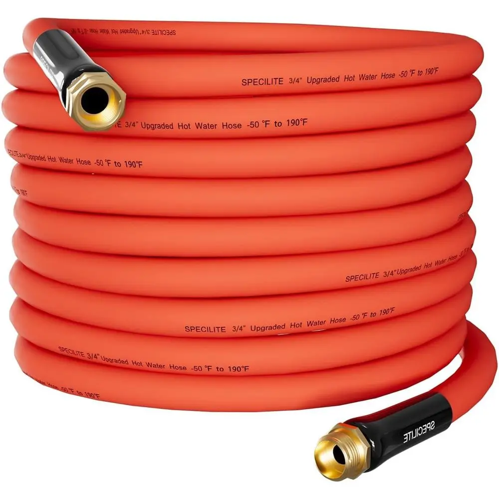 

Flexible & Lightweight 3/4 Hot/Cold Garden Hose, 50ft, -50℉ to 190℉, with Brass Fittings, Ideal for Yard and Outdoor Use, Red