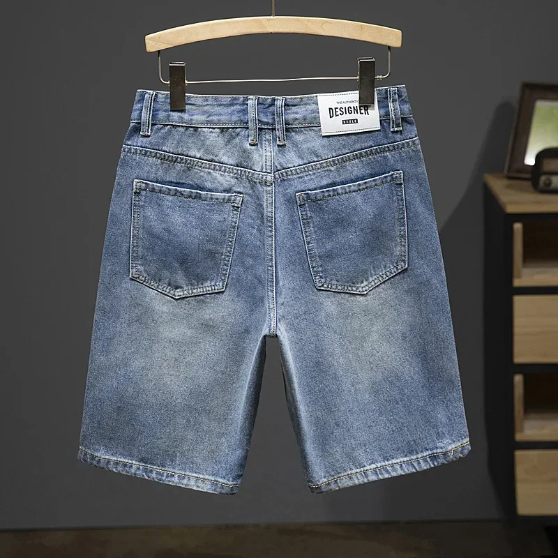 Summer Thin Bermuda Jeans Men\'s High Street Straight Shorts Fashion Casual Blue Classic Style Male Clothes Short Pants