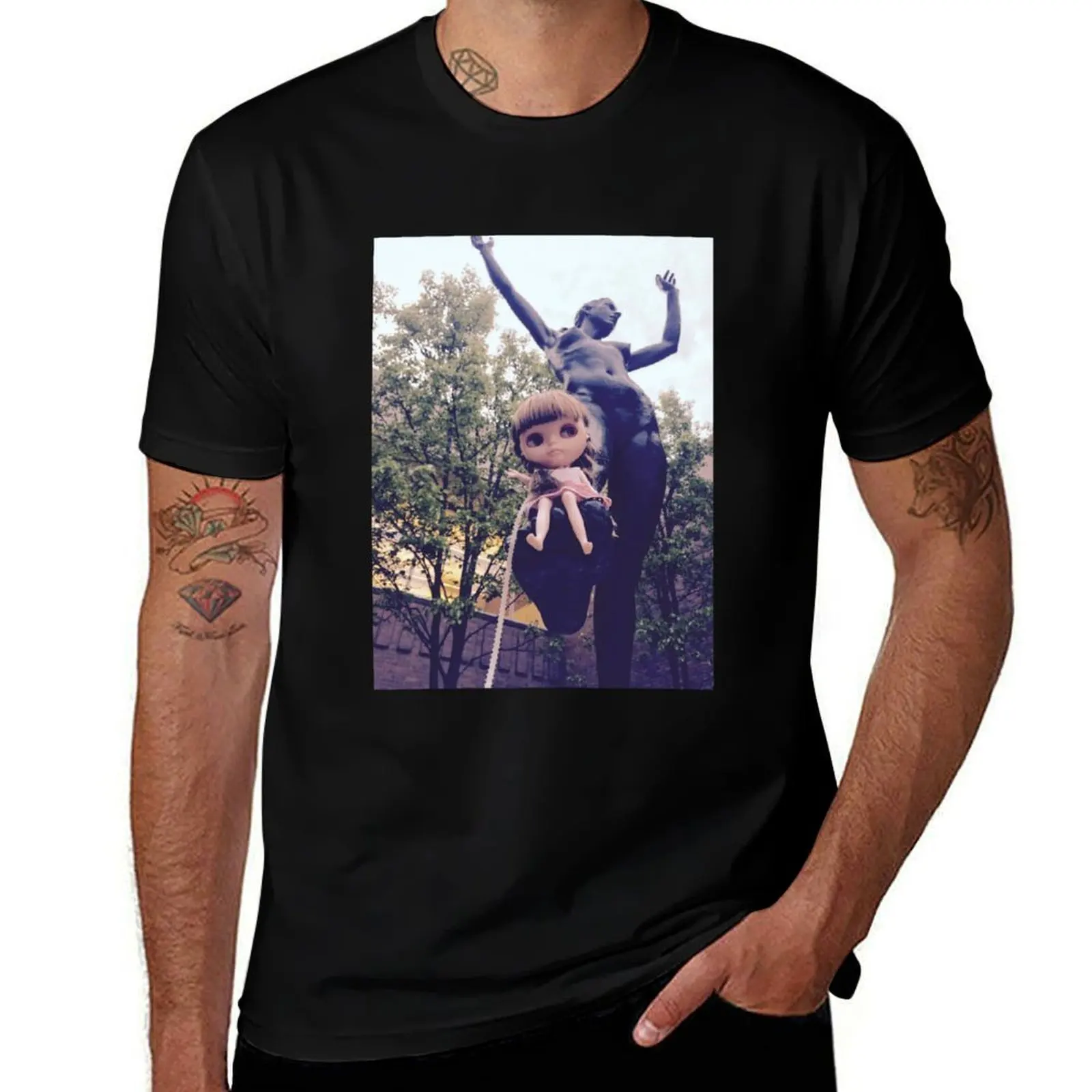 

Blythe on the Toe of a Giant T-Shirt Industrial Work Tee Shirt