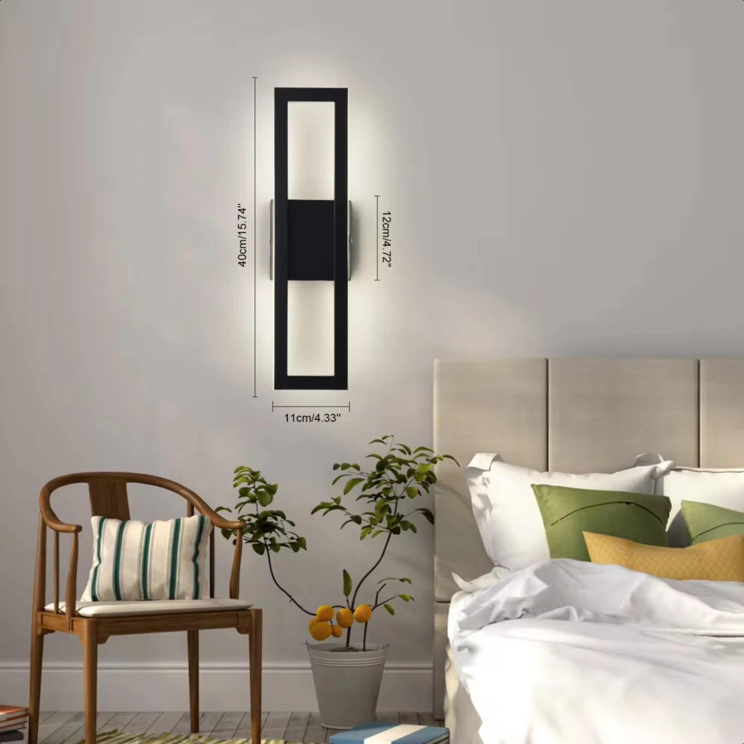 Interior Modern Wall Mounted Lights, Long Wall Light, sala de estar, garagem, 19W, 15,74 polegadas, 3 cores