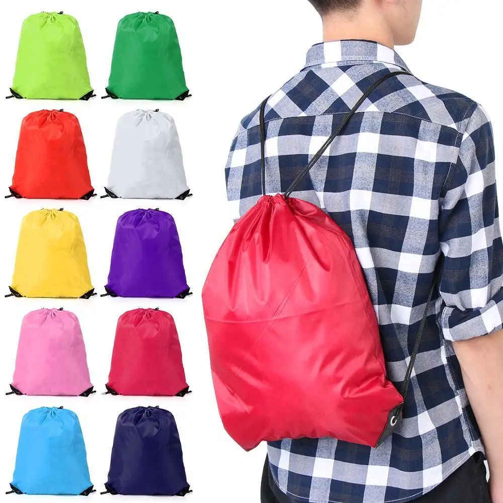 Fashion Schoolbag Polyester Drawstring School Book Bag Boys Girls Kids Adult Gym PE Kit Sack Dance