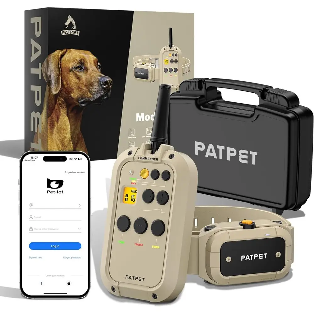 

Ошейник для дрессировки собак с управлением через приложение - 2-в-1: электронный ошейник или ошейник для дрессировки собак с Bluetooth, водонепроницаемый, с радиусом действия 1/2 мили