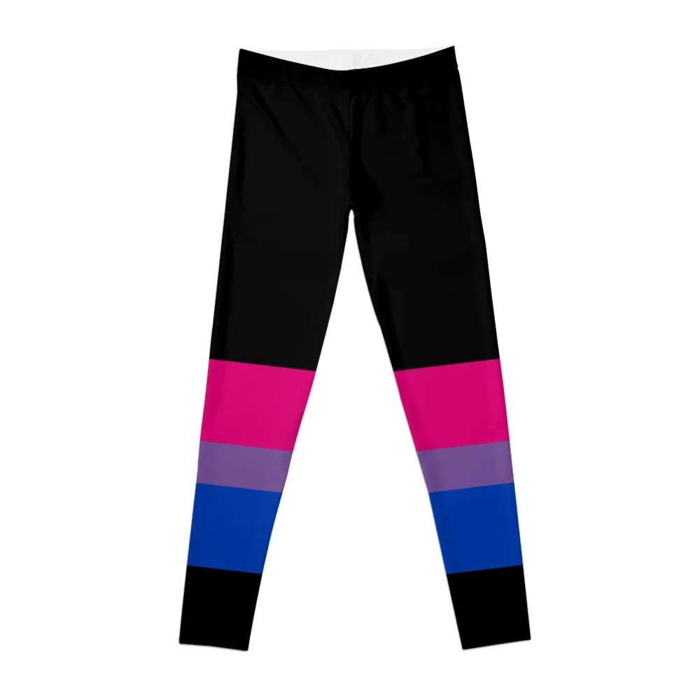 

Bi Pride Flag Horizontal Stripe on Black Leggings sports for for physical Womens Leggings