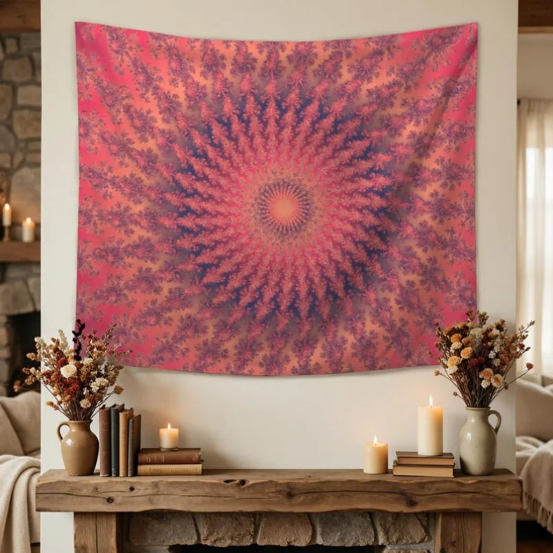 VIKAMA Sunrise Abstract Landscape Tapestry Vintage Style Polyester Fiber Wall Hanging Meditation Room Yoga Room Home Decoration