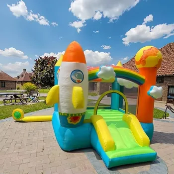 Château gonflable nuage sautant, fusée planète sautant transfrontalier, château de jeu rebondissant, petite toboggan d'intérieur Portable