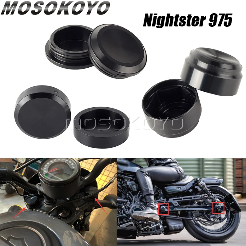 

For Harley Nightster 975 RH975 RH 975 Special 2022 2023 Motorcycle Front Fork Rear Axle Cover Rocker Arm Cover Screw Cap Black