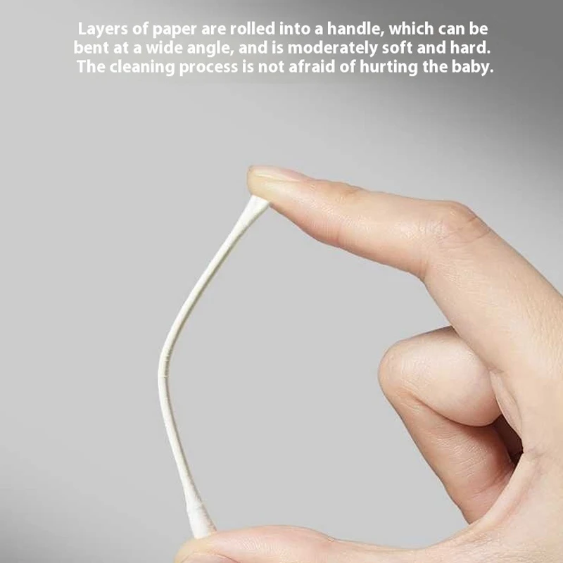 200 قطعة من مسحات القطن للأطفال مزدوجة الأطراف مسحات قطنية معقمة رأس حلزوني للأذن والأنف عصا تنظيف متعددة الوظائف