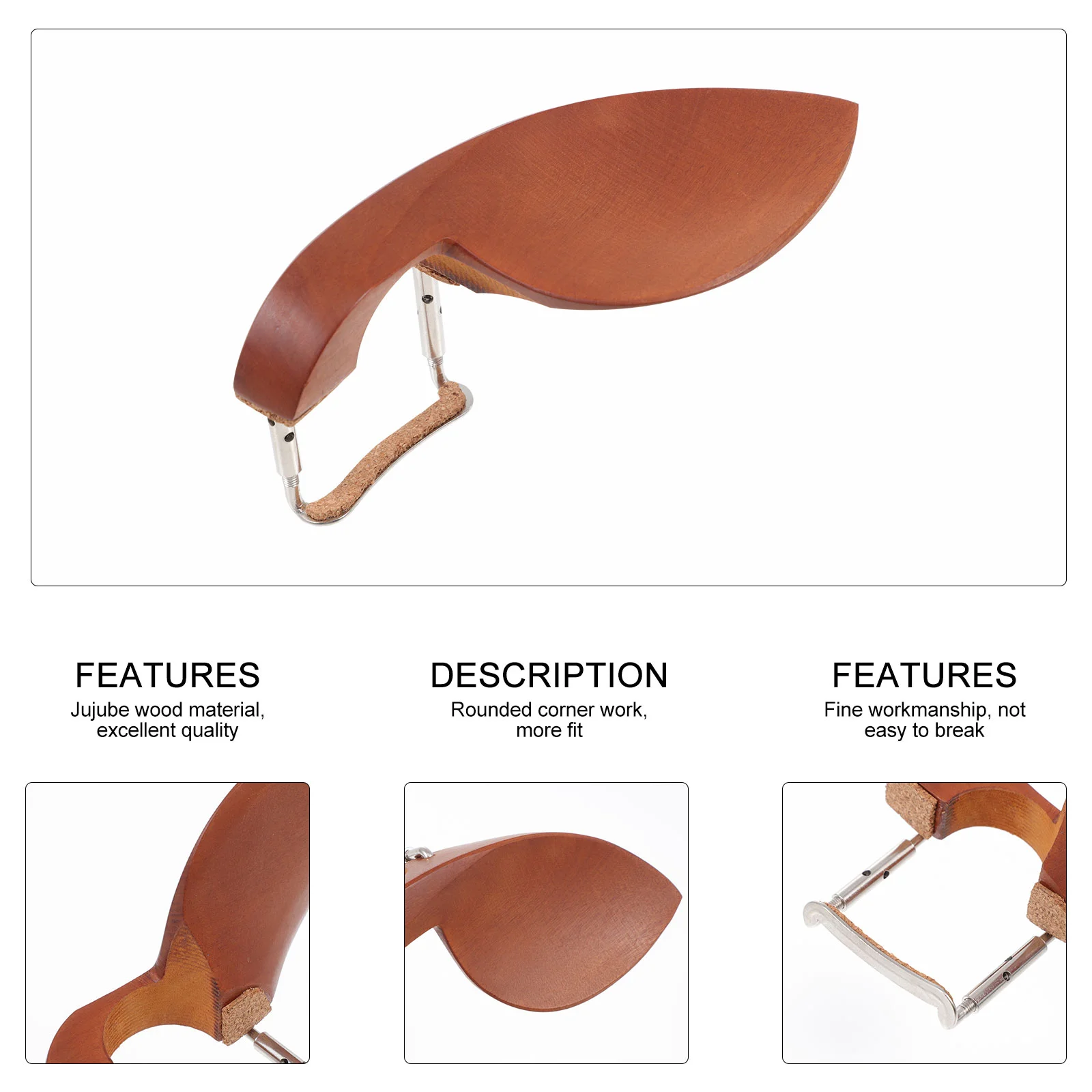 

Violin Accessories Accessory Portable Bracket Replaceable Chin Holder Jujube Wood Rest Metal Play Parts
