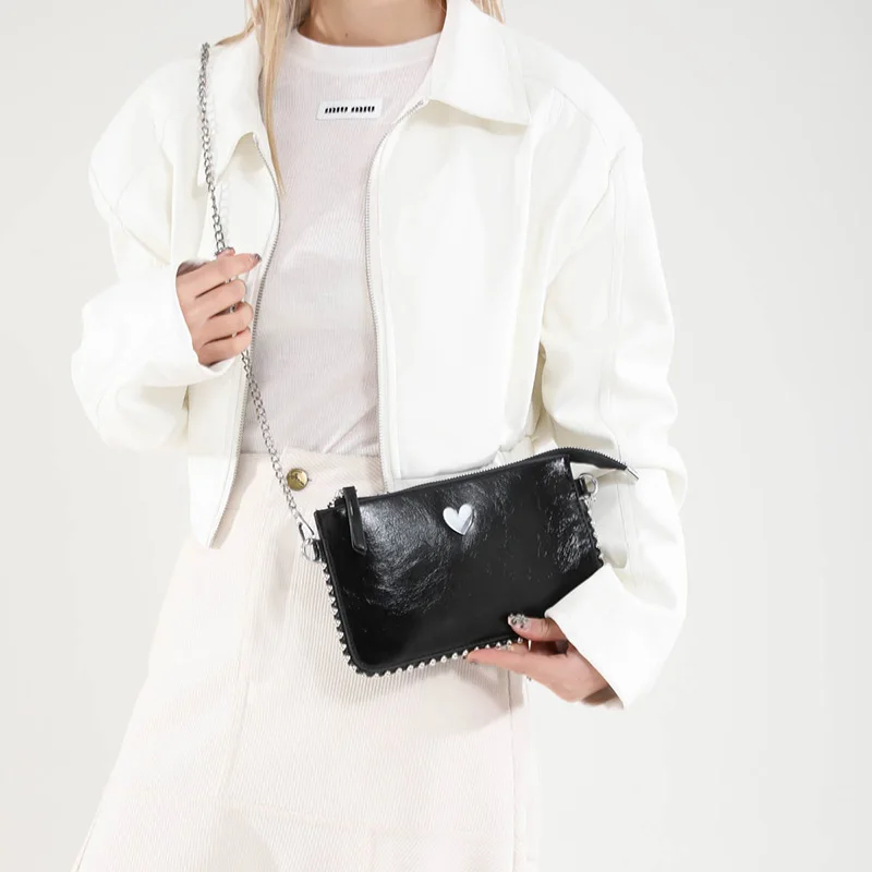 Einfarbige Umhängetaschen für Damen, modische Ketten-Handytaschen, modische Schulter-Messenger-Tasche, Sac A Main für Frauen – Detail 4