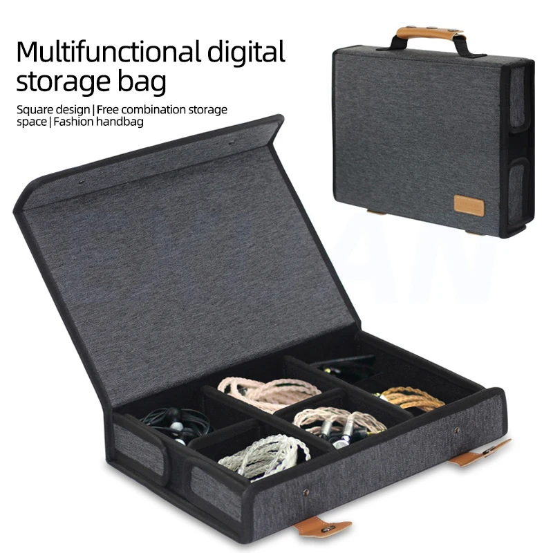 Multi Functional Digital Earphone DAP HiFi Player Watch data Cable Power Accessories Storage box Removable Compartments 4Sizes