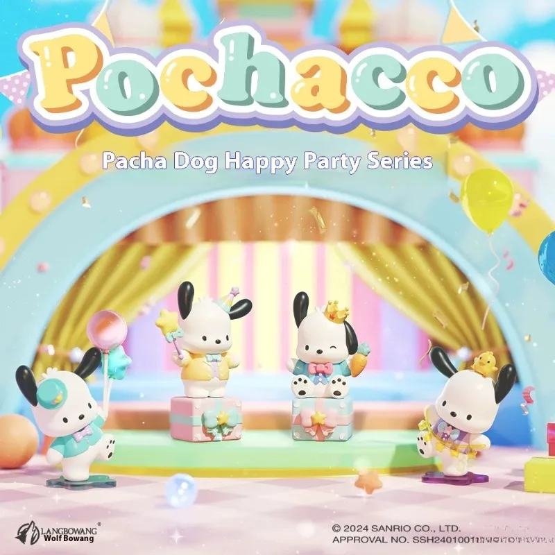 

Echte Sanrio Pochacco Happy Party Series, украшения для рабочего стола, фигурка Schattige, штатив для мобильного телефона, детский аксессуар