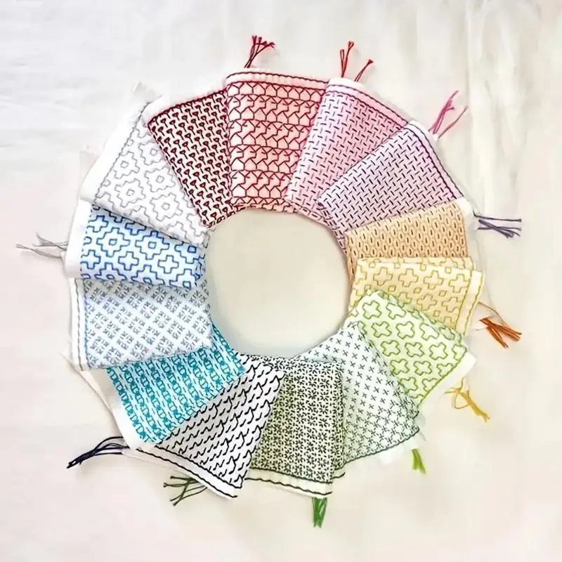 9/32 Stück Sashiko-Stickmuster-Vorlage DIY Geometrische Patchwork-Schablone Wiederverwendbare PET-Schablone Handgemachte Stickerei-Bastelwerkzeuge – Detail 13