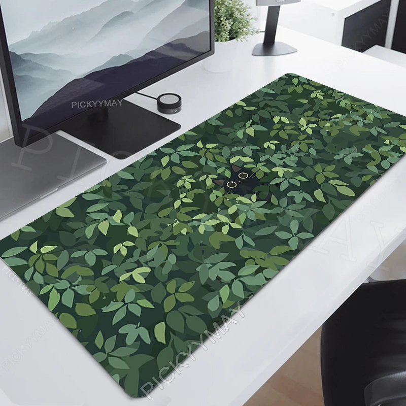 Grand tapis de souris vert Moudescriptif ads Cat, bureau, ordinateur, sous-souris, polymères mignons, 90x40cm, tapis de clavier PC, table à la maison