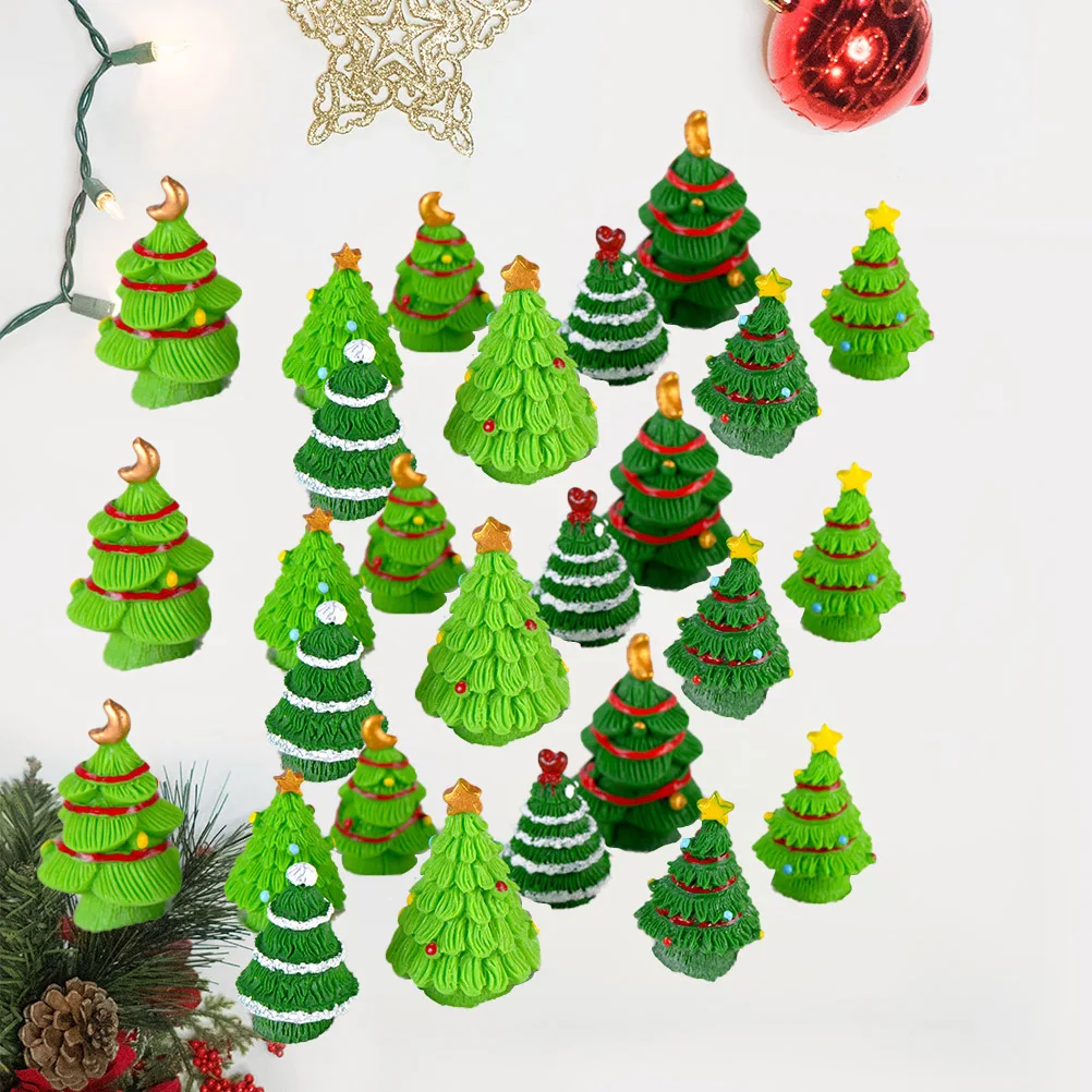 

40Pcs Christmas Tree Microlandscape Resin Decoration Creative Handcrafted Xmas Desktop Ornament Gift for Home Office