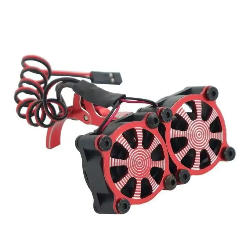 36MM Motor Temperature Control Heatsink Dual Cooling Fan Heat Sink For Traxxas TRX4 Tamiya SCX10 Wltoys RC Car Repair Parts