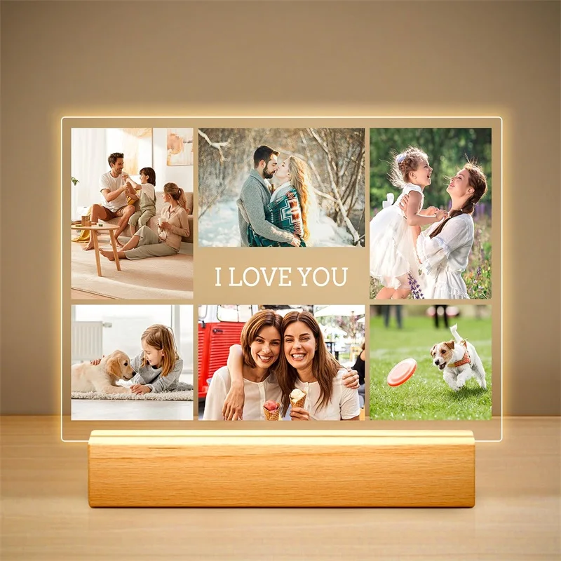 

Custom Picture Frames with Photo Personalized Photo Frame with Night Light Custom Gifts for Her Him Couple Boyfriend Girlfriend