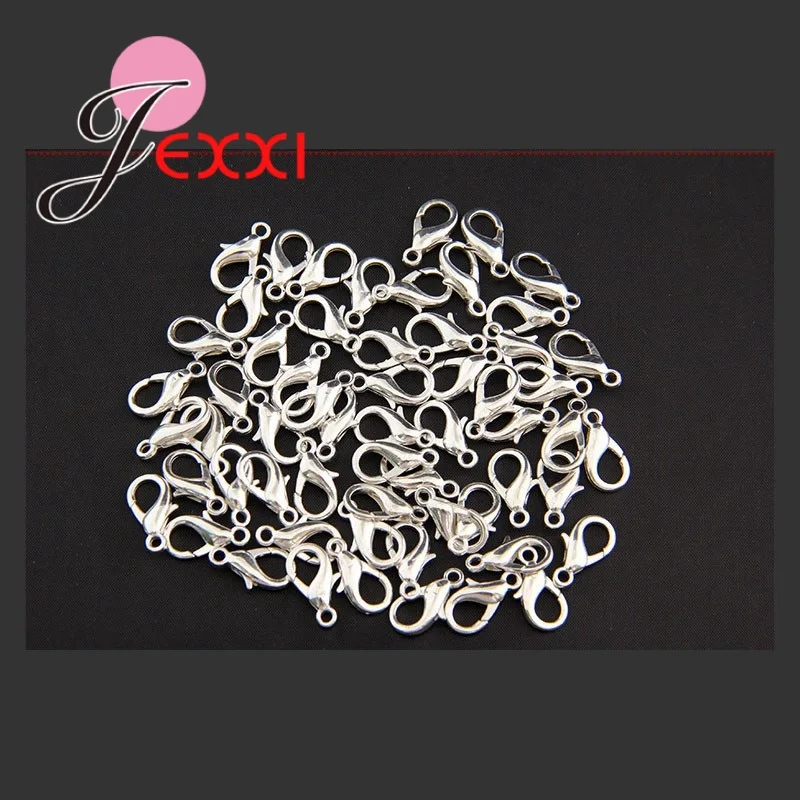 Fashion Jewelry Accessories DIY 50Pcs/Lot Genuine 925 Sterling Silver Lobster Clasp For Women DIY Jewelry Without Stamp