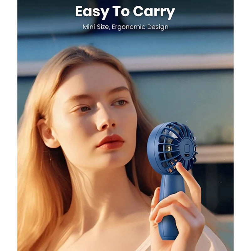 2 Pack Handheld Fan Rechargeable Mini Fan Personal Fan With 3 Speeds Fan Fit For Home, Office, Travel