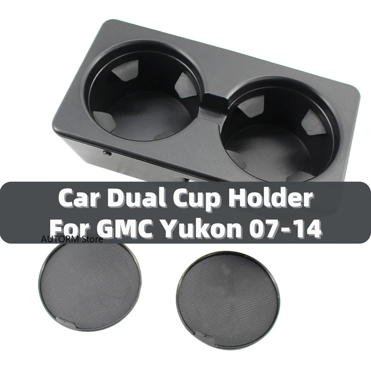 

Cup Holder For GMC Yukon 07-14 Car Dual Insert Drink Cup Holder Bracket Black Replacement With 2pcs Cap 19154712
