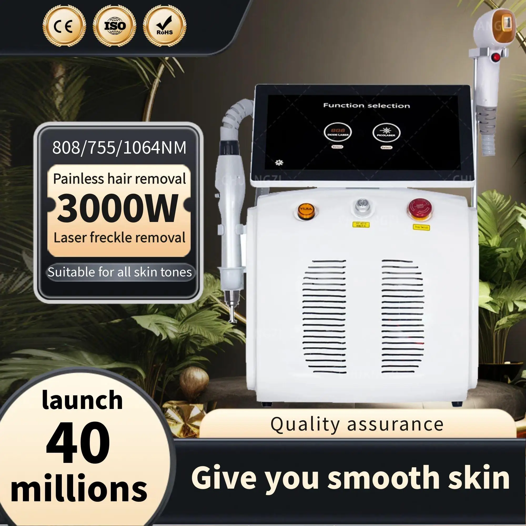 

Hot sale 2 in 1 Diode Laser Hair Remova Ice Painless Picosecond Laser Tattoo Removal Multi-function cooling system beauty