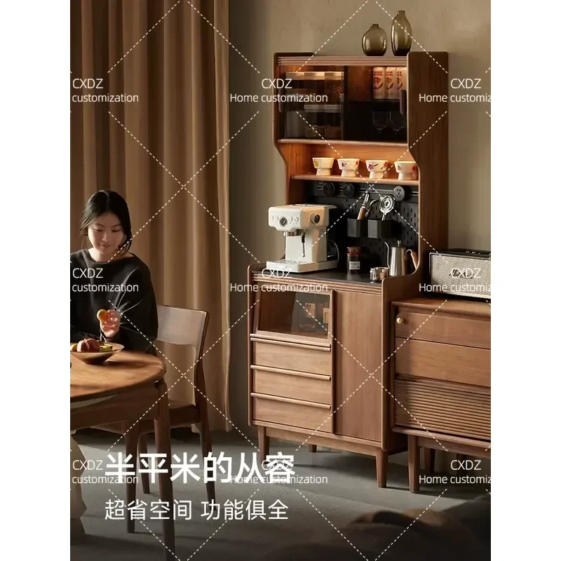 North American Black Walnut Solid Wood Narrow Side Cabinet 1m Living Room Storage Wall Mounted Small Size Slim Console Table