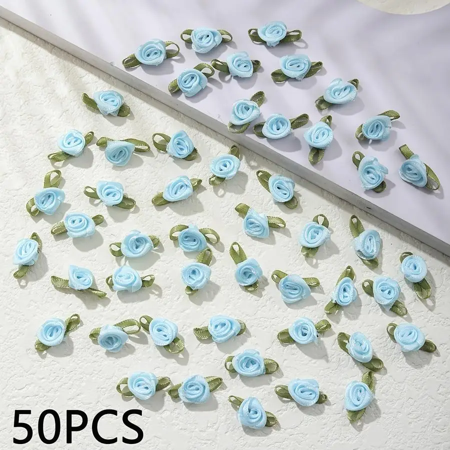 1/5/10/20/50/100pcs Leaf Rose Flowers for Handmade Craft Decoration, Hair Additions, Bow Tie Components, And Clothing Supplies.,