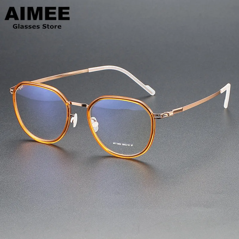 German Brand Acetate Ultralight Screwless Glasses Frame Men Women Oval Round Prescription Eyeglasses Optical Rubber Ring Eyewear