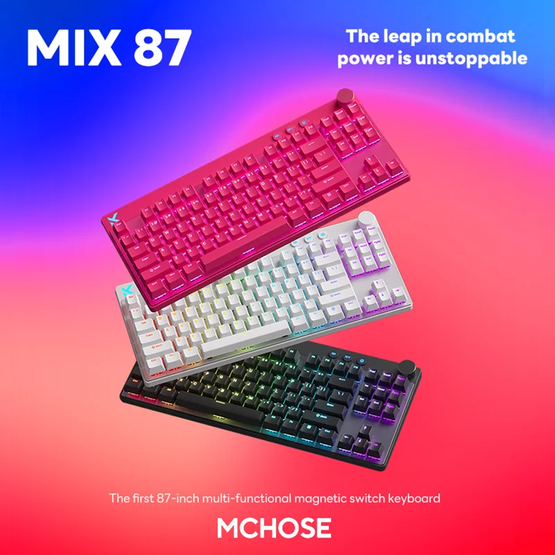 

MCHOSE MX87 Magnetic Switch Wired Gaming Keyboard 0.001mm 0.08ms Low Latency RGB 87 Layout 8000Hz E-Sports Mechanical Keyboard