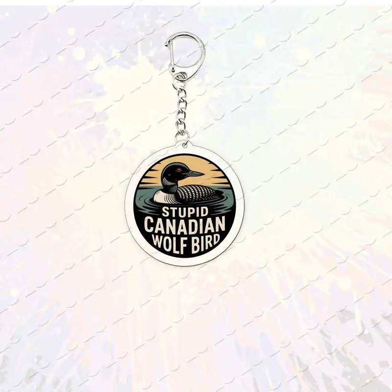Acrylic Stupid Canadian Wolf Bird Keychain for Accessories Bag KeyRing Pendant Chains Jewelry  Fans Freinds Gifts view 5