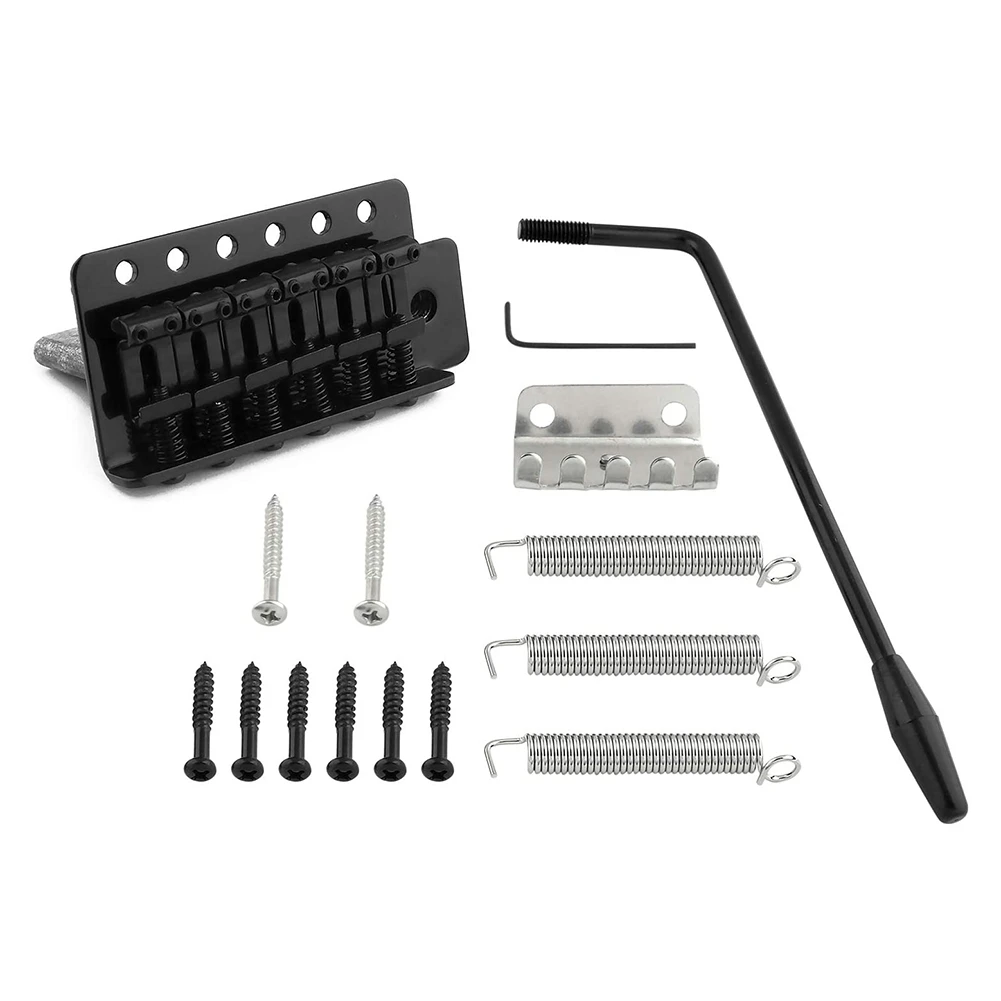 Practical 6 String Electric Guitar Tremolo Bridge with Whammy Bar for Fender Strat Squier Style Guitar Black