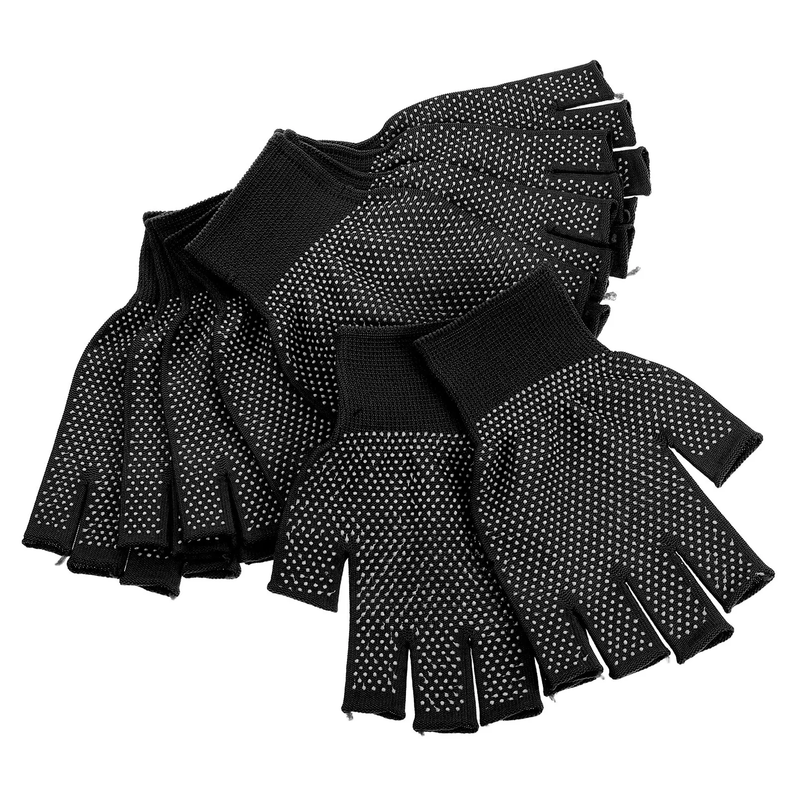 

5 пар дышащих рабочих перчаток без пальцев с противоскользящими накладками на ладонях, полиэстер, ПВХ, теплые зимние перчатки для вождения, езды на велосипеде, ремонта, активного отдыха