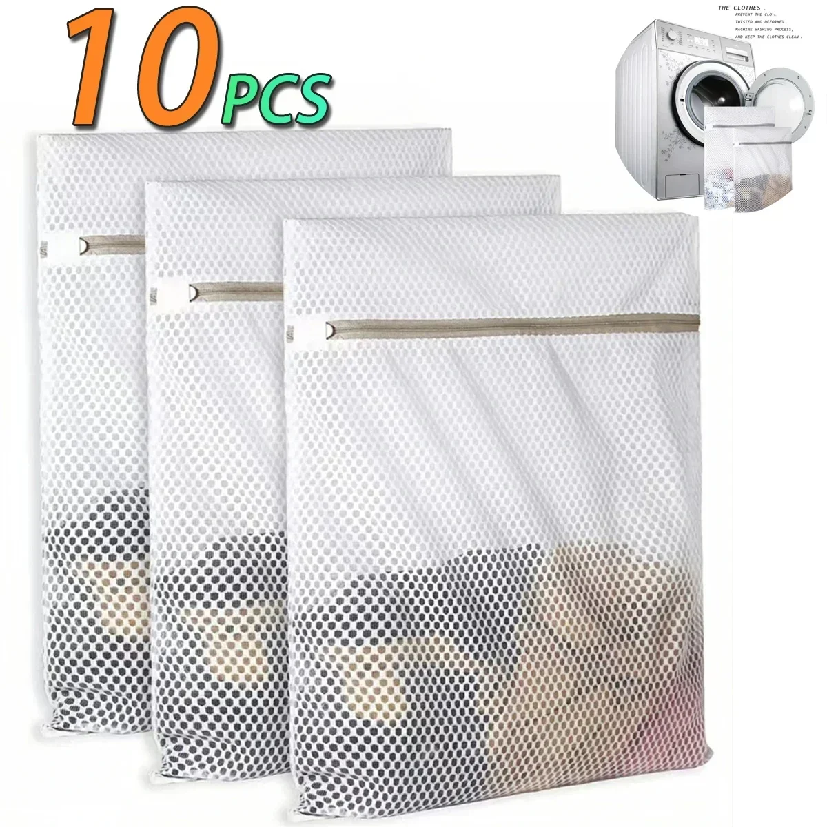 Sacos de malha para lavanderia, saco protetor para peças delicadas, saco de tecido de rede durável, saco de armazenamento de roupas sujas, saco de organização para viagem, 1-10 peças