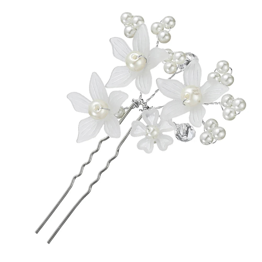 

2pcs Bridal Hair Accessories U shaped Clips Flowers Pearl Retro Hairpins for Wedding Party Banquet Hairstyles