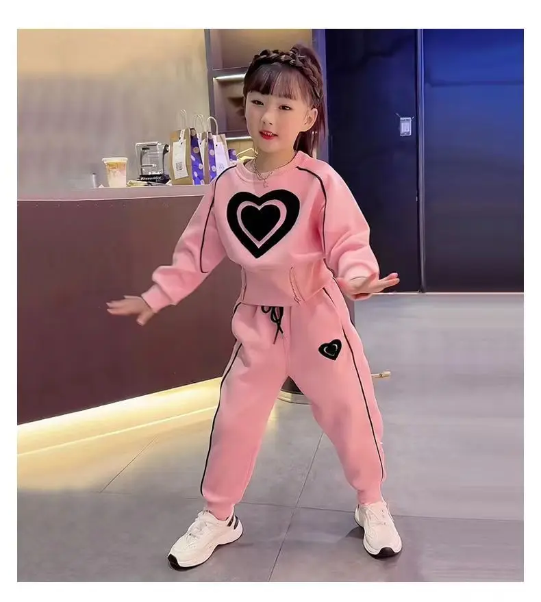 Girls Clothing  Sets Kids Casual Sweatshirt+pant 2pcs Suit 2023 Spring Autumn Tracksuit Children\'s Thicken Printing  Sportswear