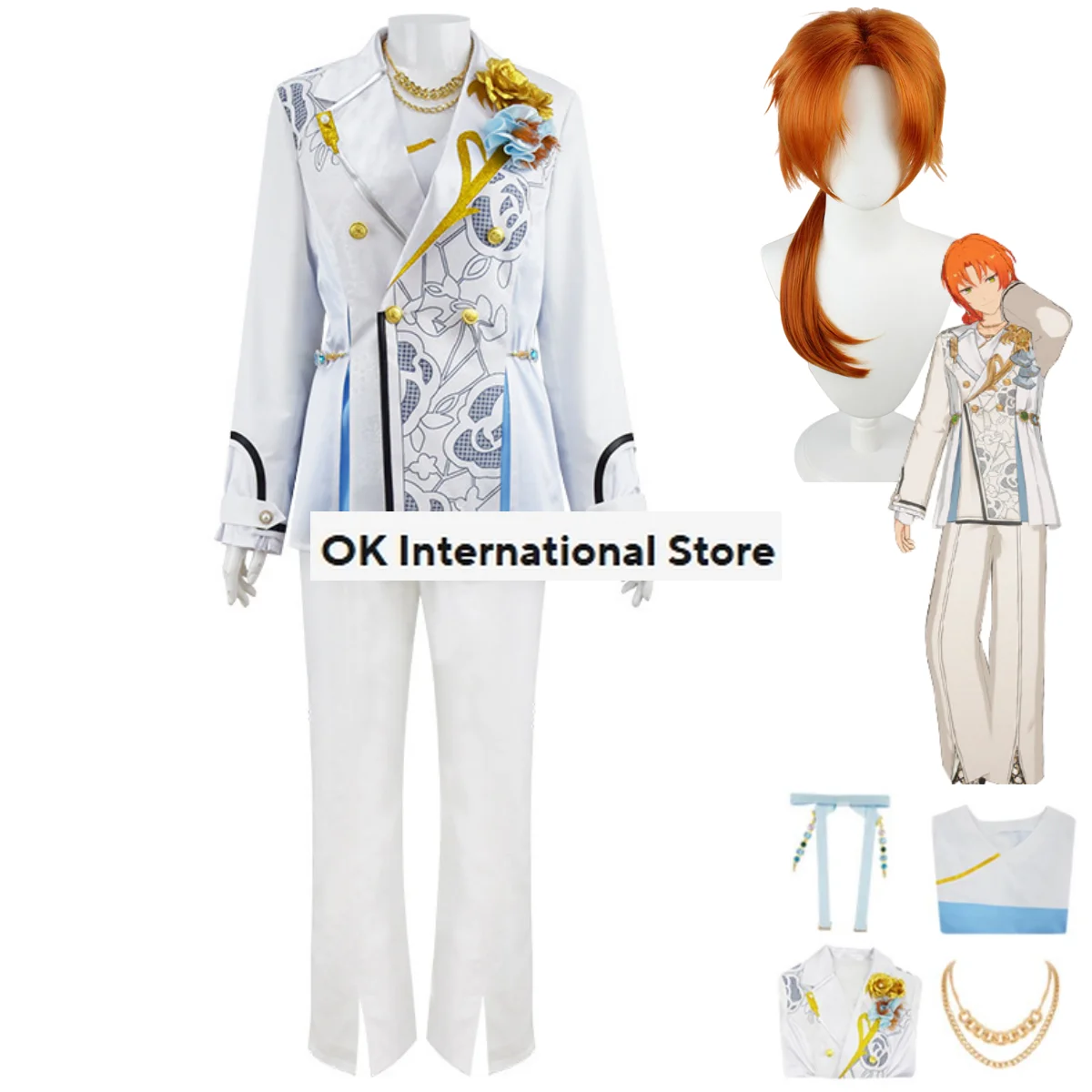 Anime Game Ensemble Stars 2 Tsukinaga Leo Costume Cosplay Es2 Es musica personale MV abbigliamento cappotto parrucca uomo donna Carnival Suit