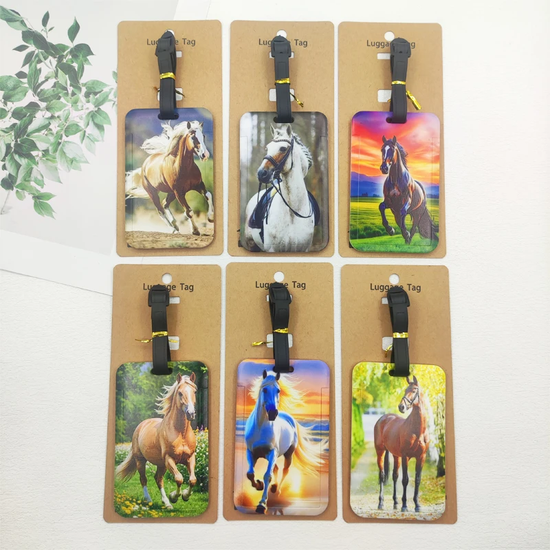 غرامة الحصان الأمتعة التسمية الرجال السفر الأمتعة العلامة الأولاد حقيبة معرف عنوان حامل الأمتعة الصعود المحمولة حقيبة تذكرة #1