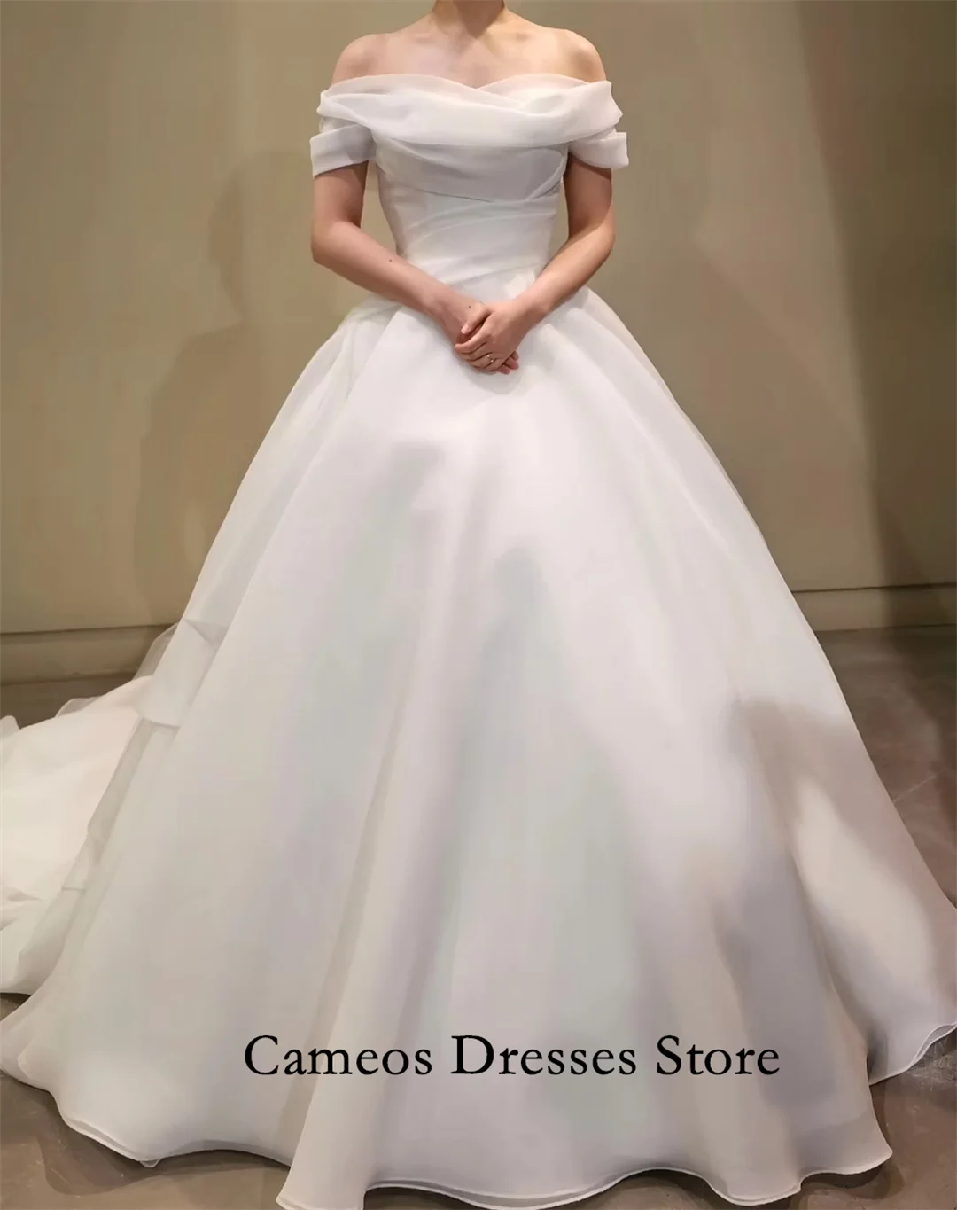 Sondr personalizado fora do ombro organza mangas curtas vestidos de casamento até o chão rendas vestidos de noiva femininos vestidos de noiva