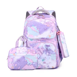 Camouflage Printing Kids Waterproof Backpack Stitch Print primary Pencil Case Girls Shoulder Bag Children 3pcs/Set Schoolbag