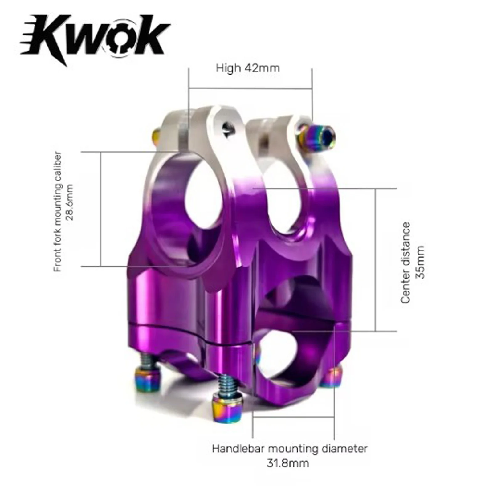 Kwok Fahrradvorbau 31,8 * 28,6 mm Fahrradlenkervorbau Hochfester, leichter Racing Downhill MTB Road Short Power Bike Vorbau