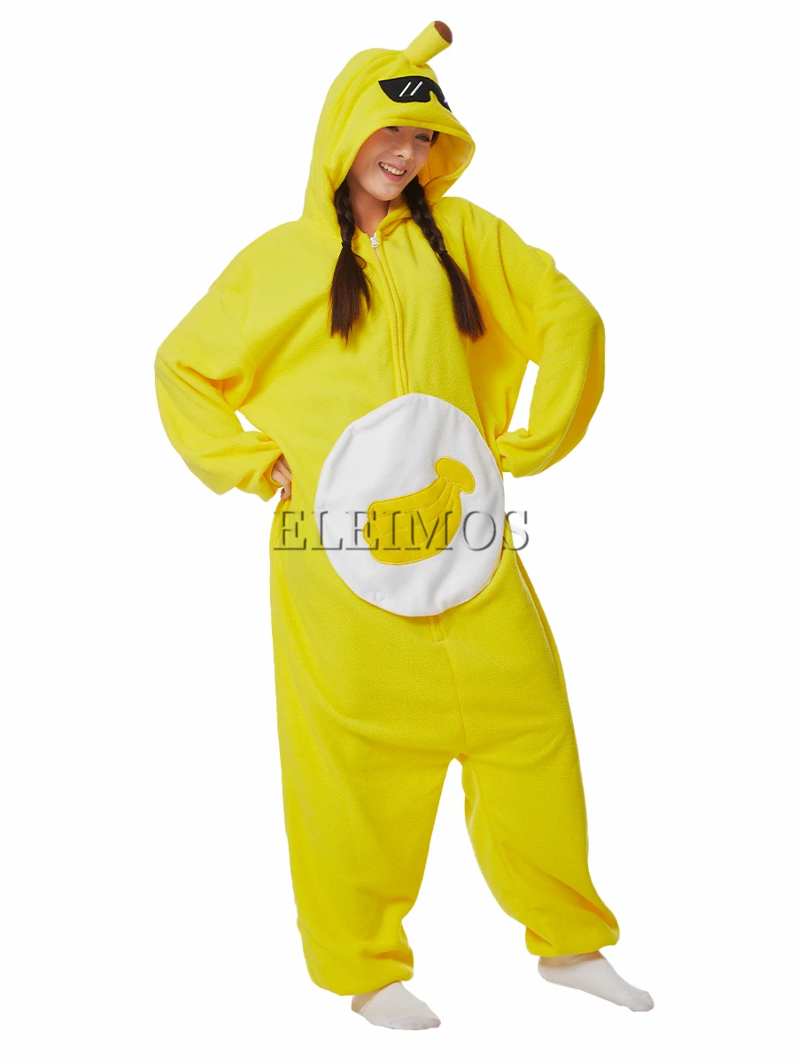 ELEIMOS Halloween Onesie Banana For Women Men Adult Animal Kigurumis Pyjamas Cartoon Pajama Homewear Cosplay Costume