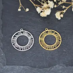 3pcs Round Ring Sun Rays Charms for Jewelry Making Necklace Earrings Bracelets Craft Stainless Steel Pendant diy Accessories
