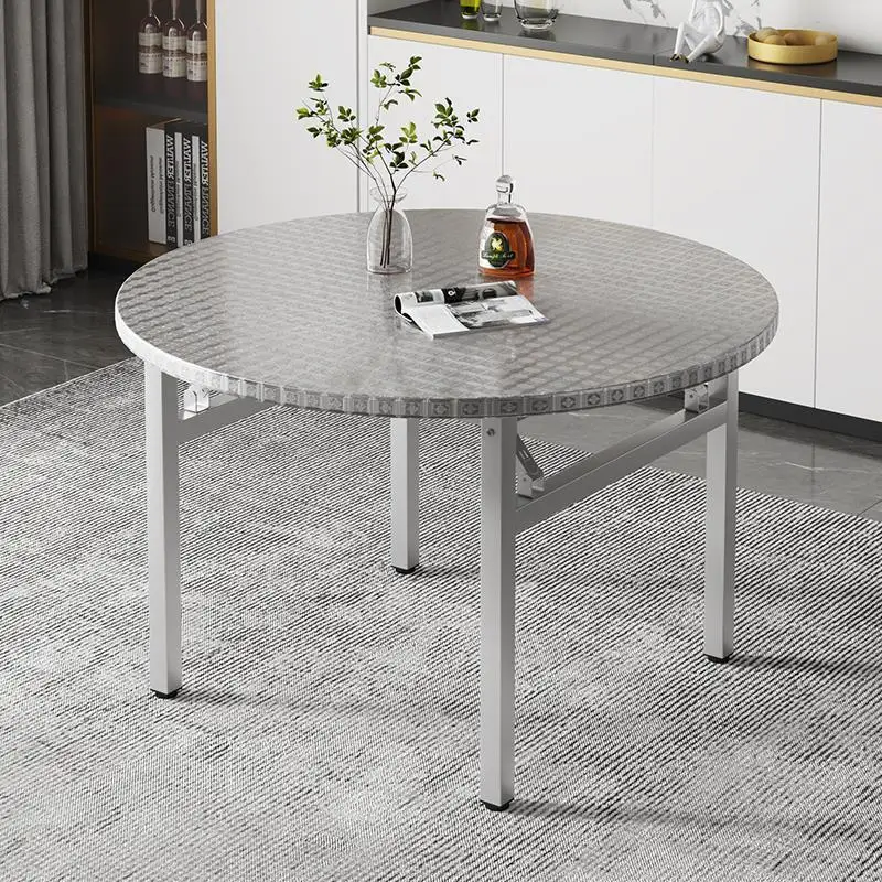 Customizable Extra Thick Stainless Steel Round Table Built-in Turntable Foldable Round Table with Turntable Home Hotel Mobile