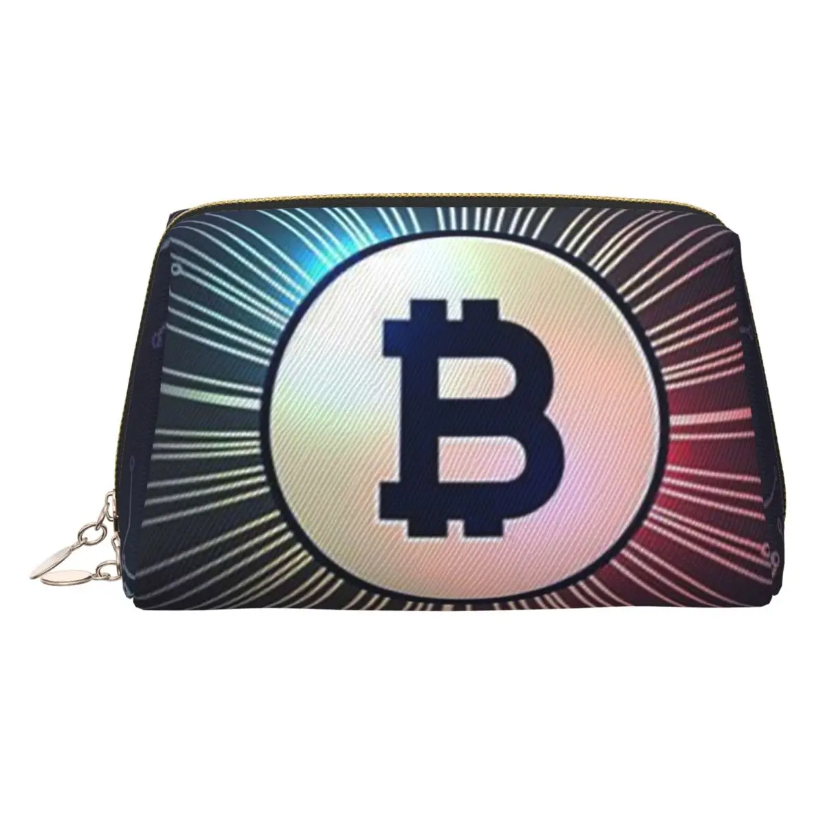 Bitcoin BTC Cryptocurrency Crypto Blockchain 17 Women Cosmetic Bag Travel Makeup Organizer Pouch Toiletry Storage Dopp Kit Box