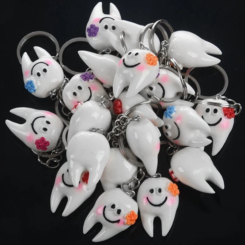 60 Pcs Keychain Key Ring Hang Tooth Shape Cute  Gift