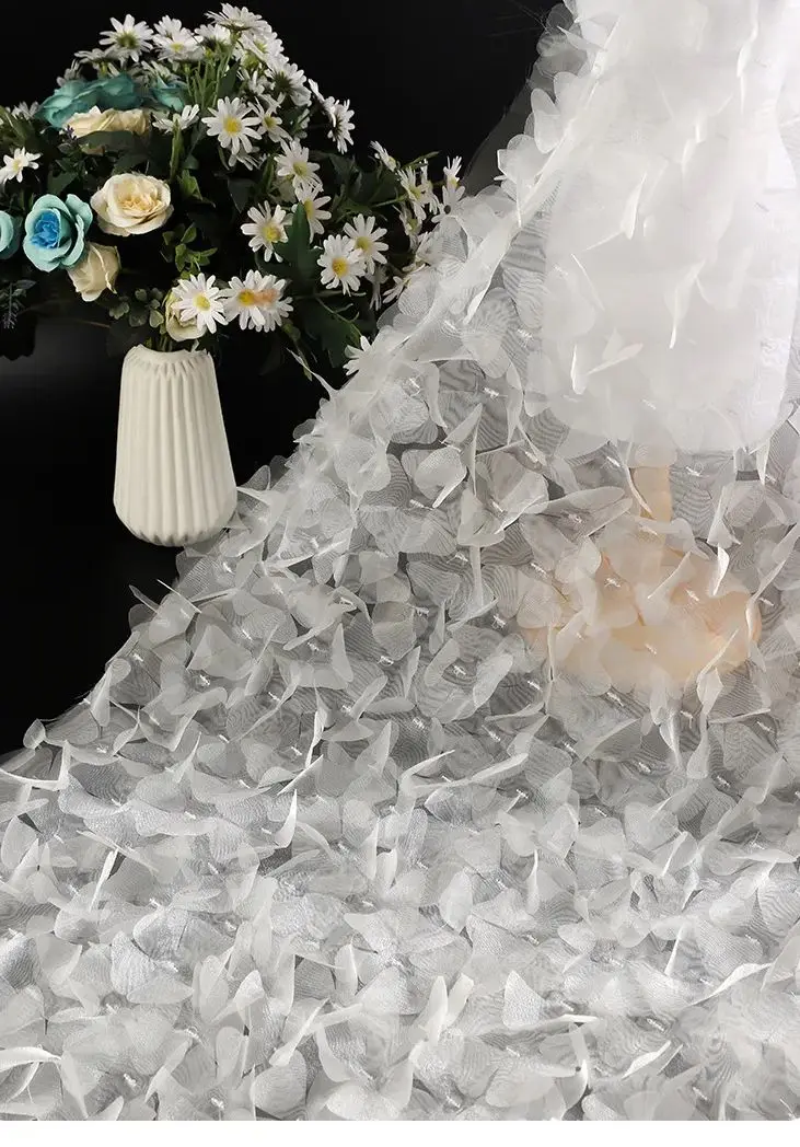 

Фантазийная белая органзовая лента с 3D-бабочками и цветами для свадебных платьев, детской одежды, женской модной вышивки